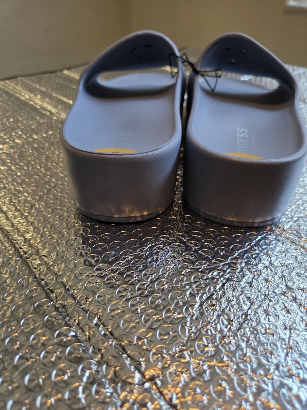 GUESS Blue/Grey Slide Sandals with Triangle Logo